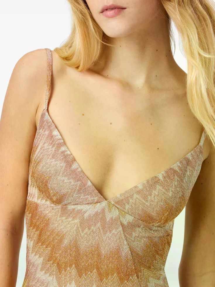 Missoni Chevron Pattern Mini Dress Neutrals