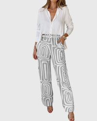 Emilia | Stylish Pants + Free Blouse & Belt Gray