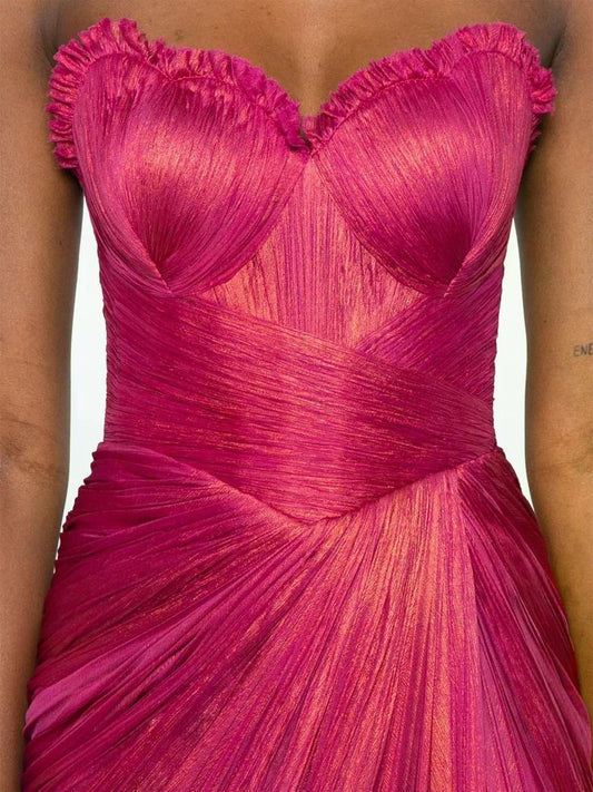 Iris Serban Sweetheart Neck Maxi Dress Pink