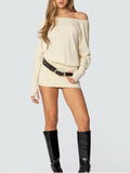 Edikted Dress Edikted Pale Cream Long Sleeve Gathered Waist Dress