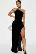 Jewel Velvet Gown Black