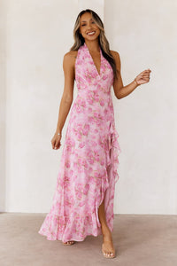 Passionate Paths Halter Maxi Dress XL Pink