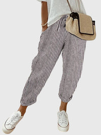 Reina | Elegant Women's Pants Grey (Striped)