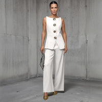 Elira Sleeveless Top and Wide-Leg Pants Set