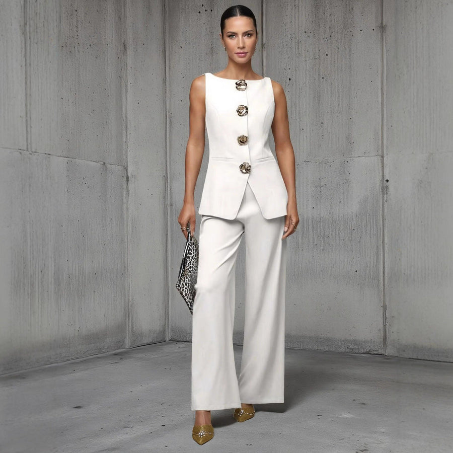 Elira Sleeveless Top and Wide-Leg Pants Set