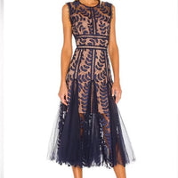Bronx And Banco Dress Bronx And Banco Saba Embroidered Mesh Navy And
