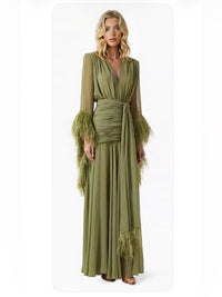 Bronx And Banco Dress Bronx And Banco Sage Green Long Sleeve Feather