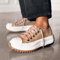Daisy | Women Casual Lace Up Platform Everyday Sneakers Beige