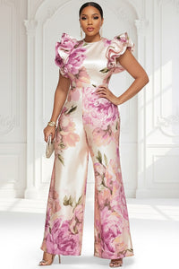 Xpluswear Design Plus Size Wedding Guest Pink Floral Round Neck