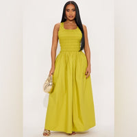 Fashion Nova Dress Fashion Nova Hallie Poplin Maxi Dress Chartreuse M