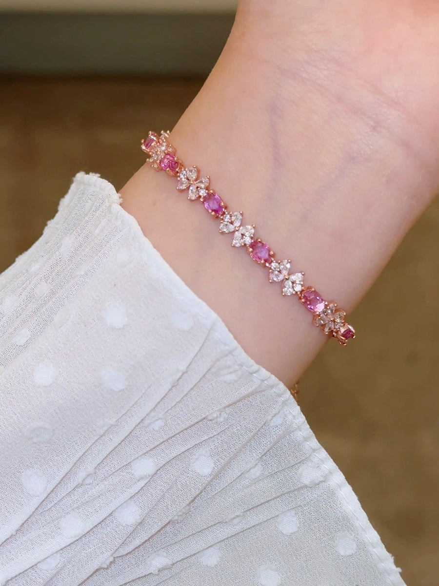 Natural Pink Topaz Bow Bracelet