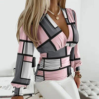 Mirabel | Women's Deep V Neck Long Sleeve Blouse