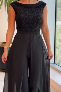 Fallon - Textured Tulle Evening Jumpsuit