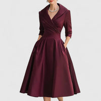 Marley Quinn | Elegant Midi Dress Deep Red