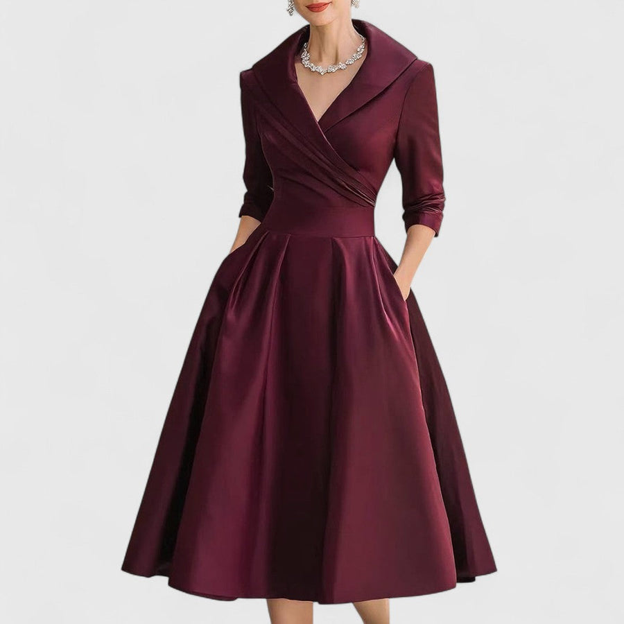 Marley Quinn | Elegant Midi Dress Deep Red