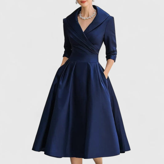 Marley Quinn | Elegant Midi Dress Navy Blue (Almost Sold Out)