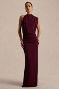 Umaira Burgundy High Neck Maxi Dress