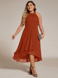 Pretty Posie Flowy Plus Size Halter Neck Chiffon Midi Wedding Guest