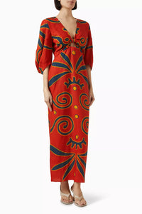 Gaia Cut-out Maxi Dress in Linen
