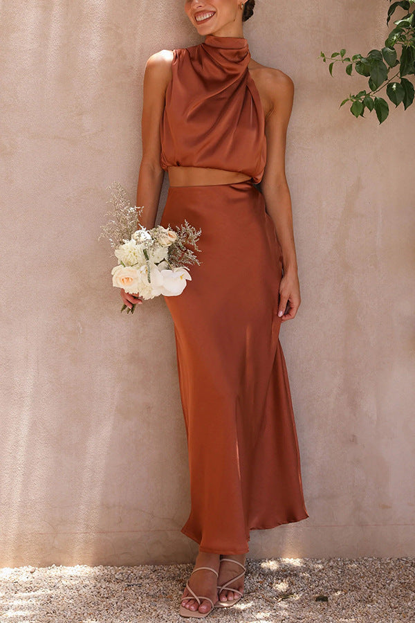Abigail - Satin Top and Skirt Set