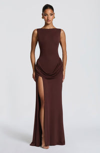 Bruna Maxi Dress Plum Brown