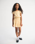 Girls Boho Smocked Waist Mini Dress In Yellow Pattern Size 13 14 Kids