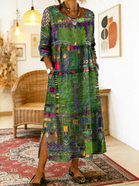 Thessaly - Ethnic Patchwork Denim Dress