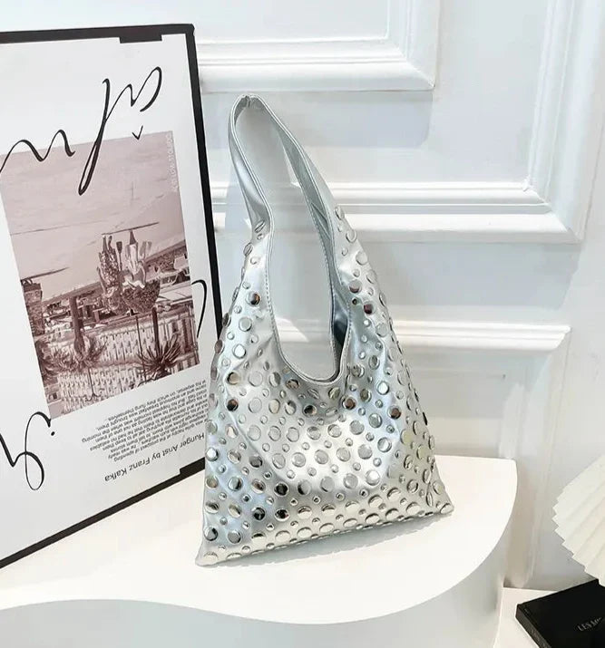Mariela Metallic Studded Shoulder Bag