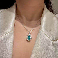 6.2ct Drop Shaped Paraiba-Inspired Necklace