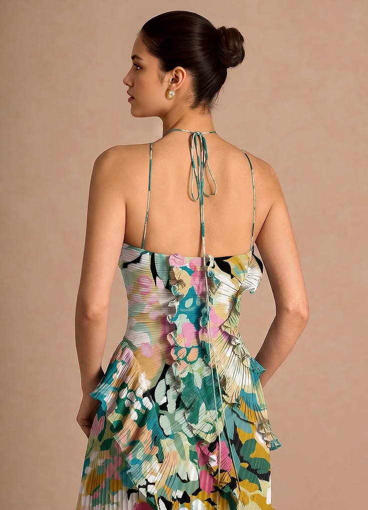 Hatsu Green Floral Maxi Dress