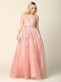 Long Formal Sleeveless Prom Ball Gown Ice Blue