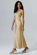 AW Ottilie Dress, Fennel Seed Crystal Satin Charmeuse Stretch Satin
