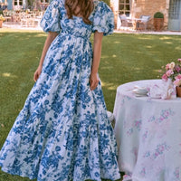 Loveshackfancy Dress Rare! Loveshackfancy Danbury Blue Floral Puff