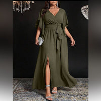Elegant Olive Green Maxi Dress Color: Green Size: Various