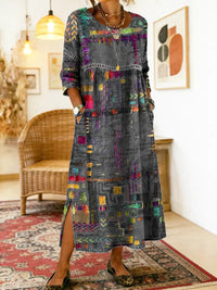 Thessaly - Ethnic Patchwork Denim Dress