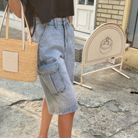 Elina Baggy Cargo Denim Shorts