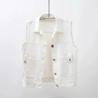 Victoria Cropped Denim Vest