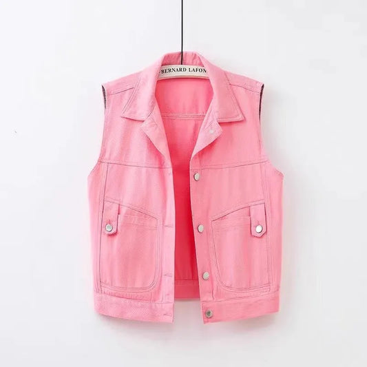 Victoria Cropped Denim Vest