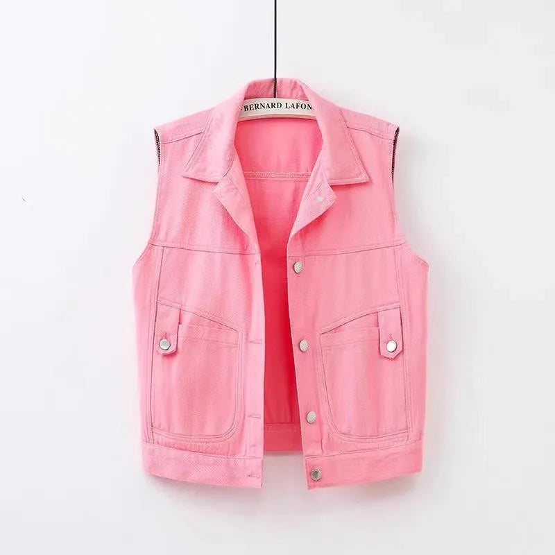 Victoria Cropped Denim Vest