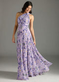 Azazie A-Line One-Shoulder Floor-Length Chiffon Bridesmaid Dresses - Lilac Bloom
