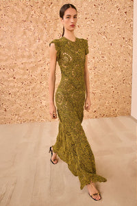 Annalisa Hand Crochet Dress - Olive