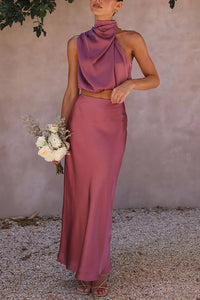 Abigail - Satin Top and Skirt Set