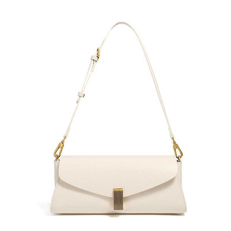 Faux Leather Shoulder Bag with Metal Buckle - Amandine