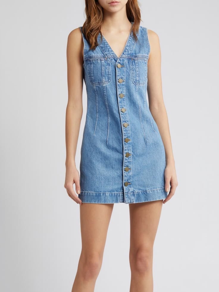 Frame Denim Dress Frame Denim Sleeveless Pocket Minidress Color: Blue