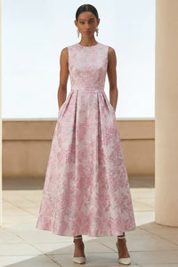 Ivory Pink Floral A Line Maxi Wedding Guest Dress With Pockets Ivory