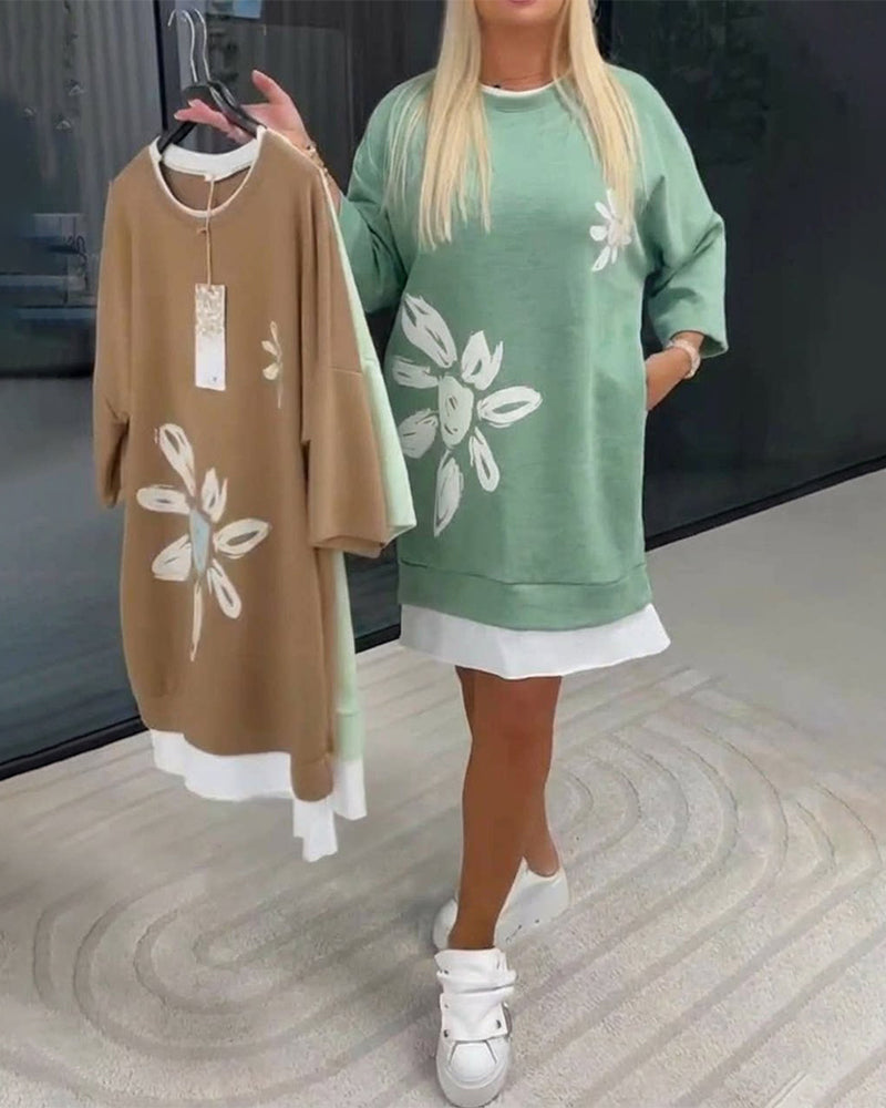 Celandine - Casual Cotton Knee-Length Dress