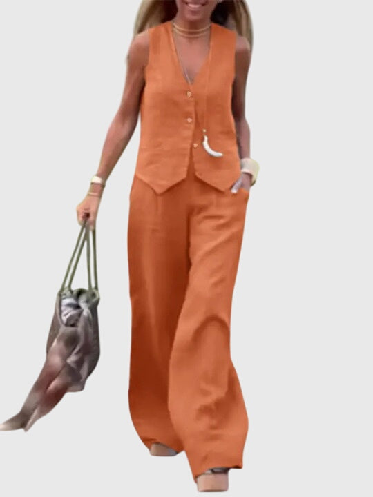 Mabel | Elegant Two-Piece Set Orange