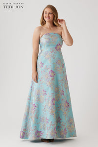 Sleeveless Metallic Multi Jacquard Gown