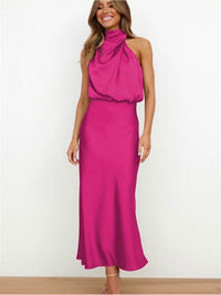 Pink Satin Maxi Dress