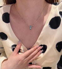 Emerald Cut Blue D Necklace